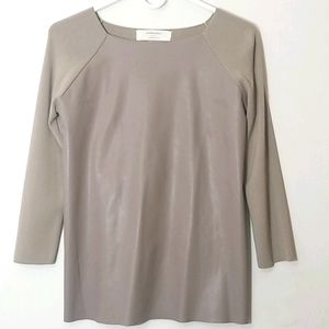 ZARA Faux Leather Raglan Pullover Sz Medium